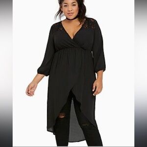 Torrid Overlay Dress High Low Black Lace Size 2X Sheer Whimsygoth Fairy Romantic